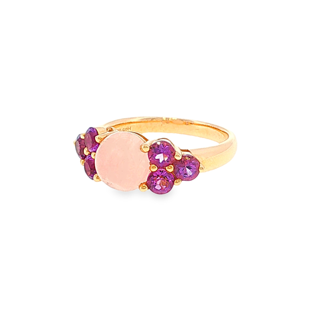 Multi-Stone Ring in Rose Gold with Rose Quartz and Violet Accents