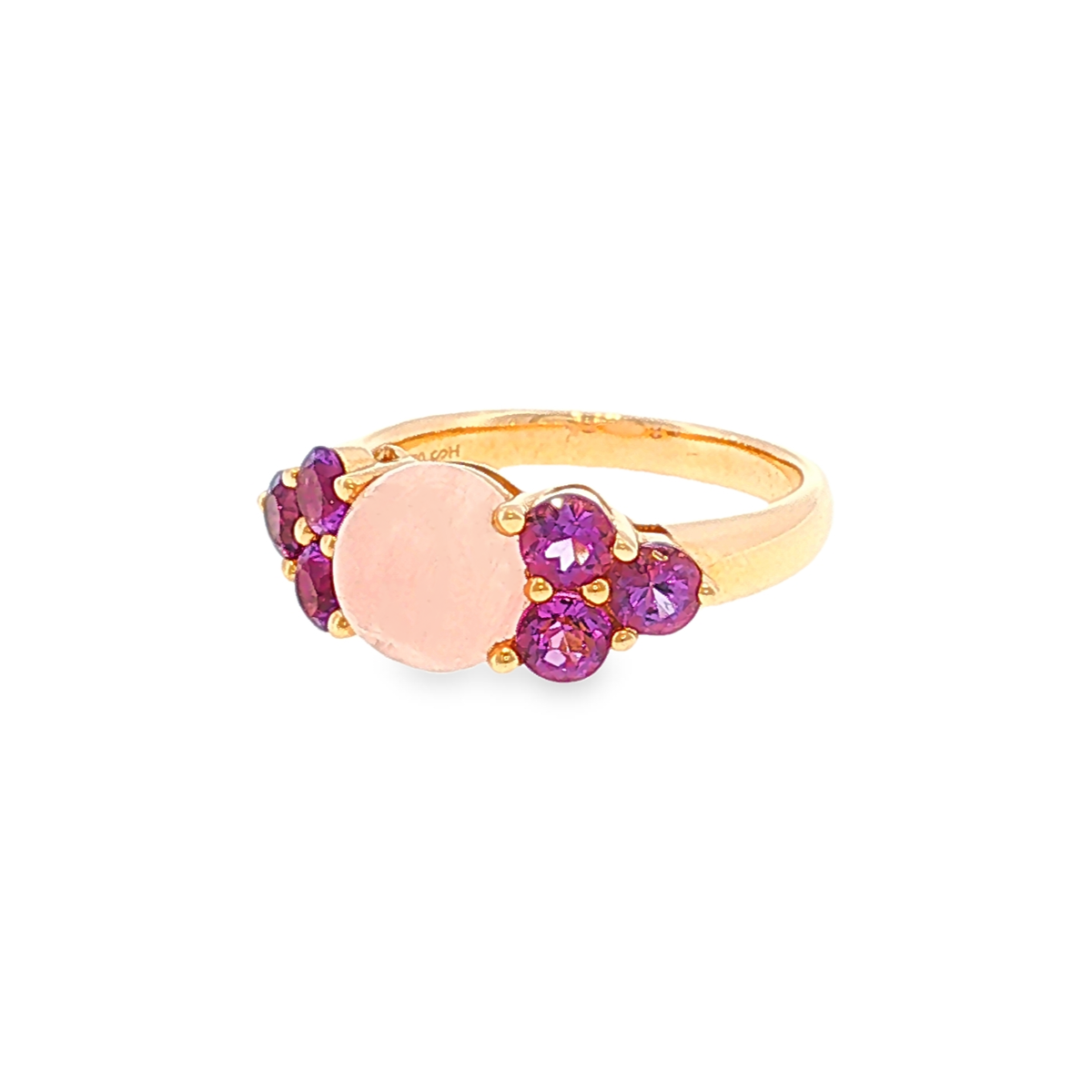 Multi-Stone Ring in Rose Gold with Rose Quartz and Violet Accents