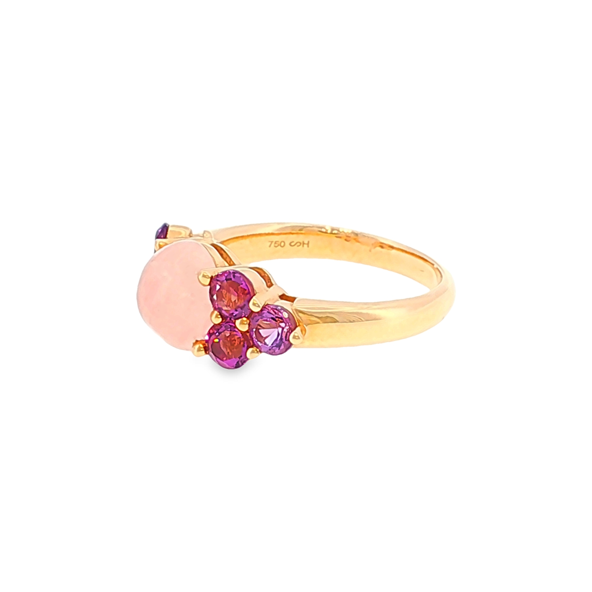Multi-Stone Ring in Rose Gold with Rose Quartz and Violet Accents