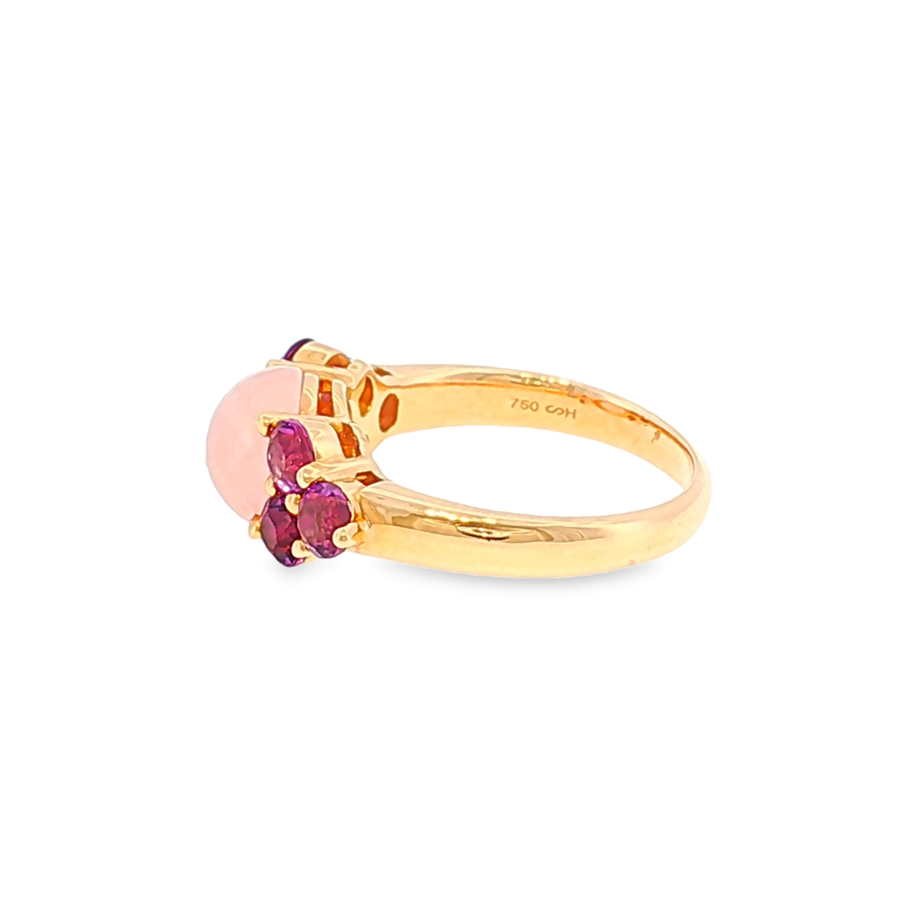 Multi-Stone Ring in Rose Gold with Rose Quartz and Violet Accents
