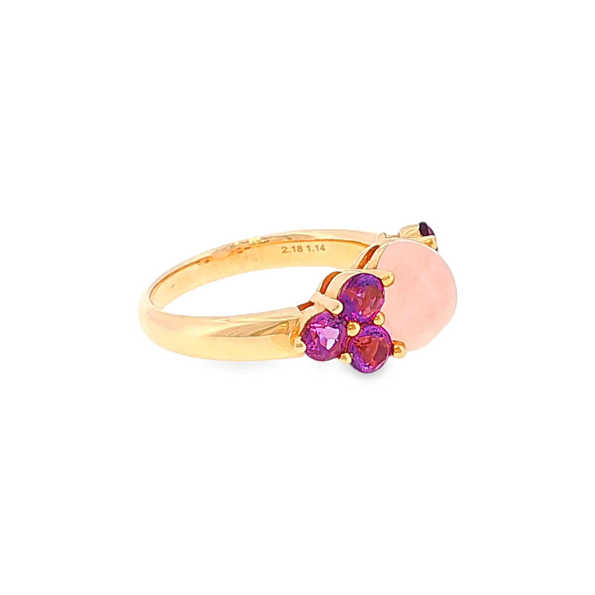 Multi-Stone Ring in Rose Gold with Rose Quartz and Violet Accents