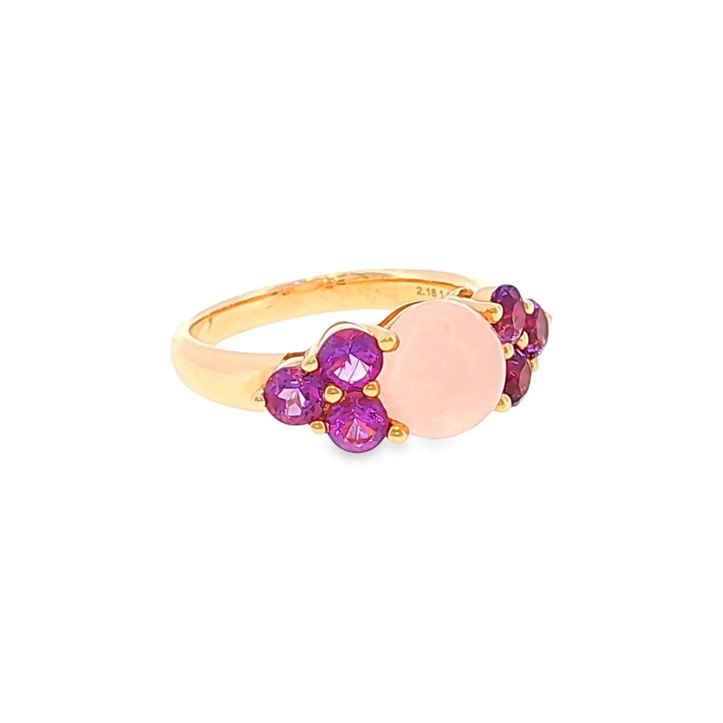 Multi-Stone Ring in Rose Gold with Rose Quartz and Violet Accents