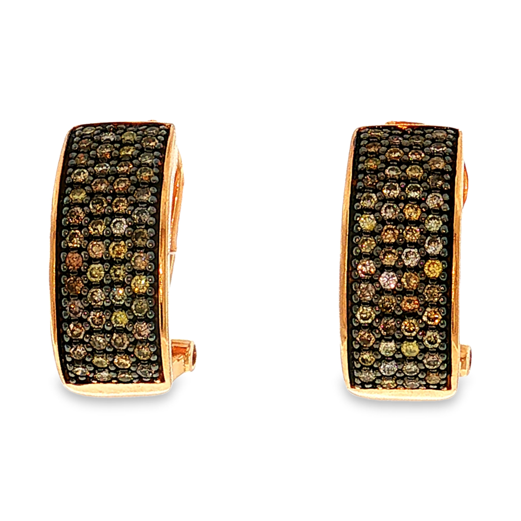 Hoop Earrings in Rose Gold with Brown Fancy Diamonds