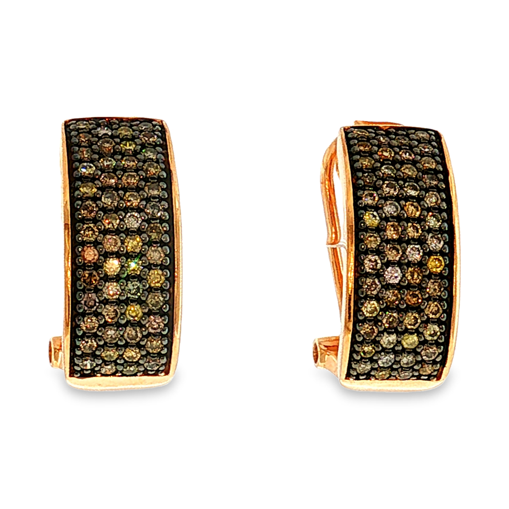 Hoop Earrings in Rose Gold with Brown Fancy Diamonds