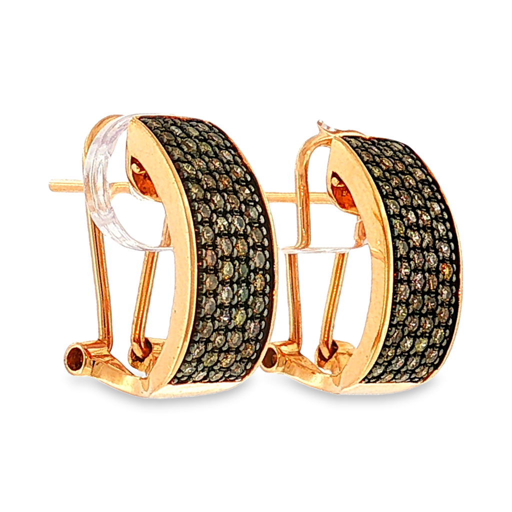 Hoop Earrings in Rose Gold with Brown Fancy Diamonds