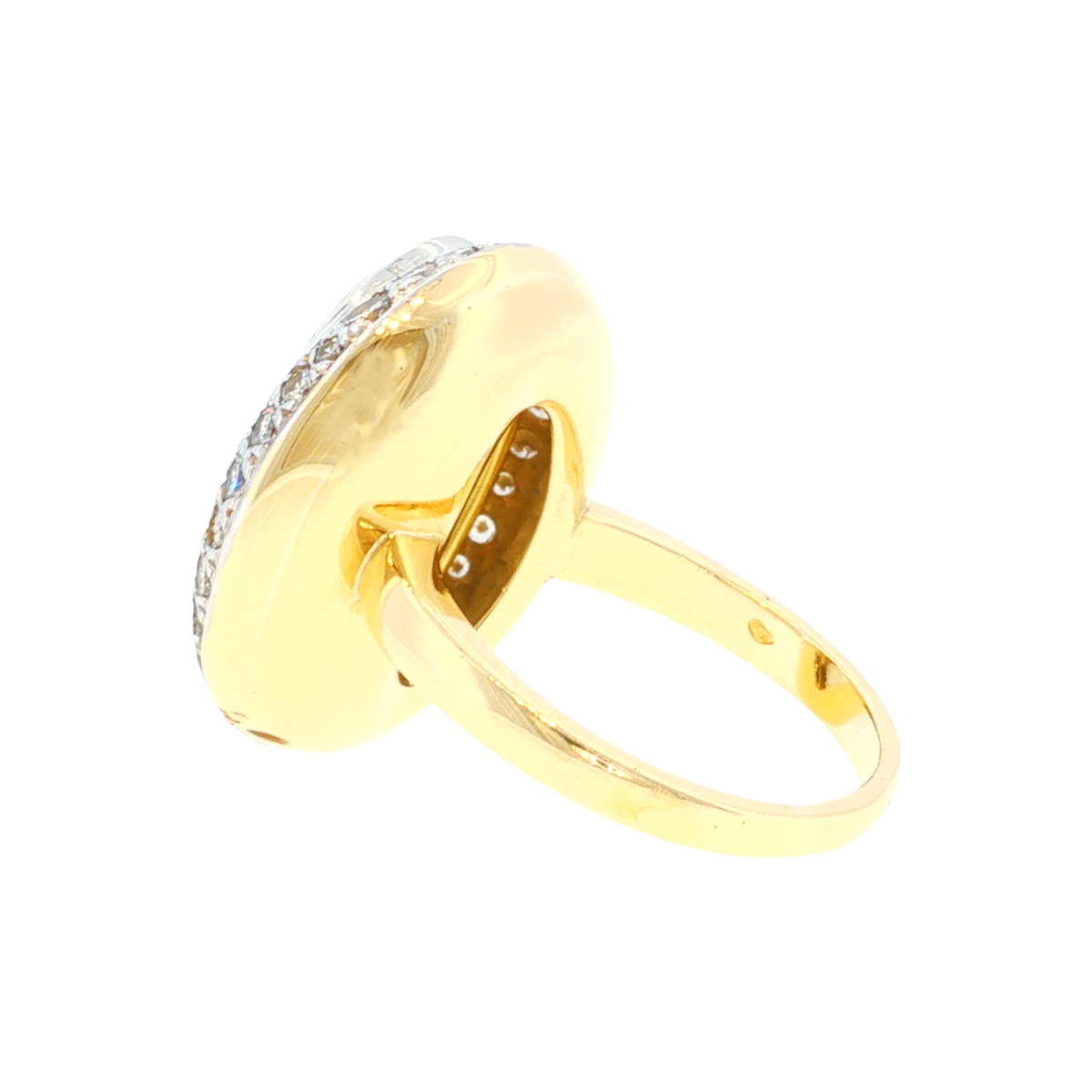 Golden Beryl Ring with Diamond Halo in White and Yellow Gold