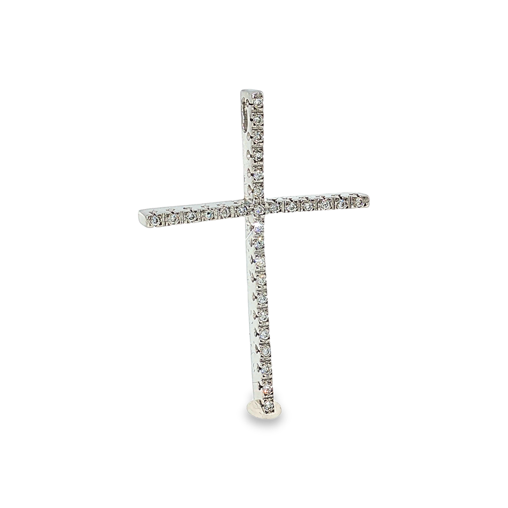 Cross Pendant with Diamonds in White Gold