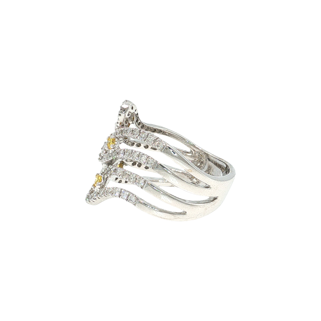 Cocktail Ring in White Gold with Fancy Yellow Diamonds