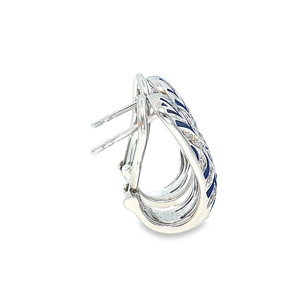Clip-On Earrings in 14kt White Gold with Diamonds and Enamel