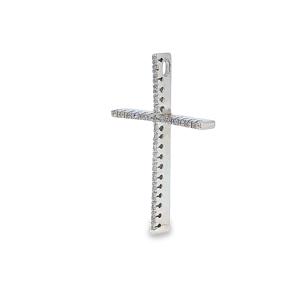 Cross Pendant with Diamonds in White Gold