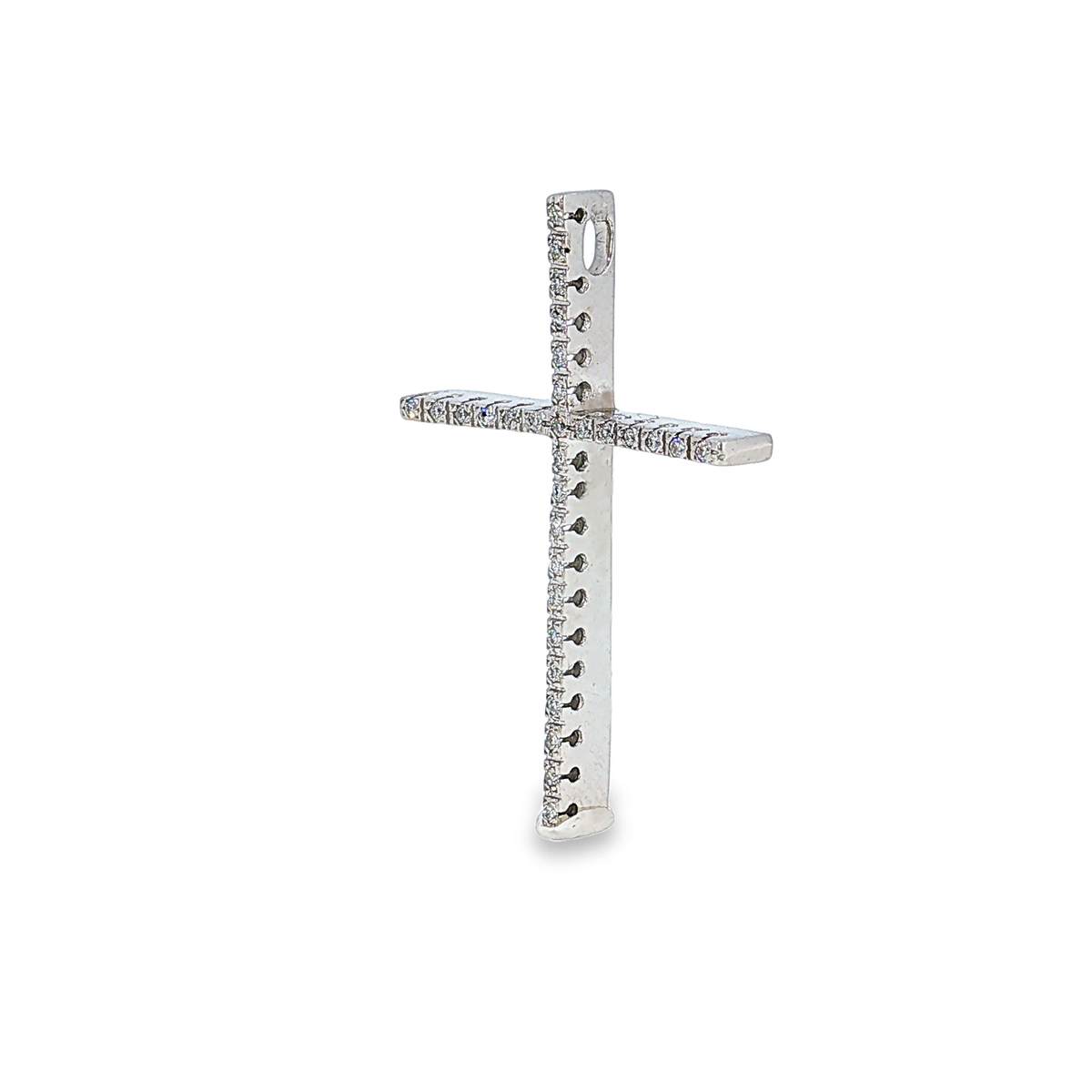 Kreuzanhänger mit Diamanten in Weißgold