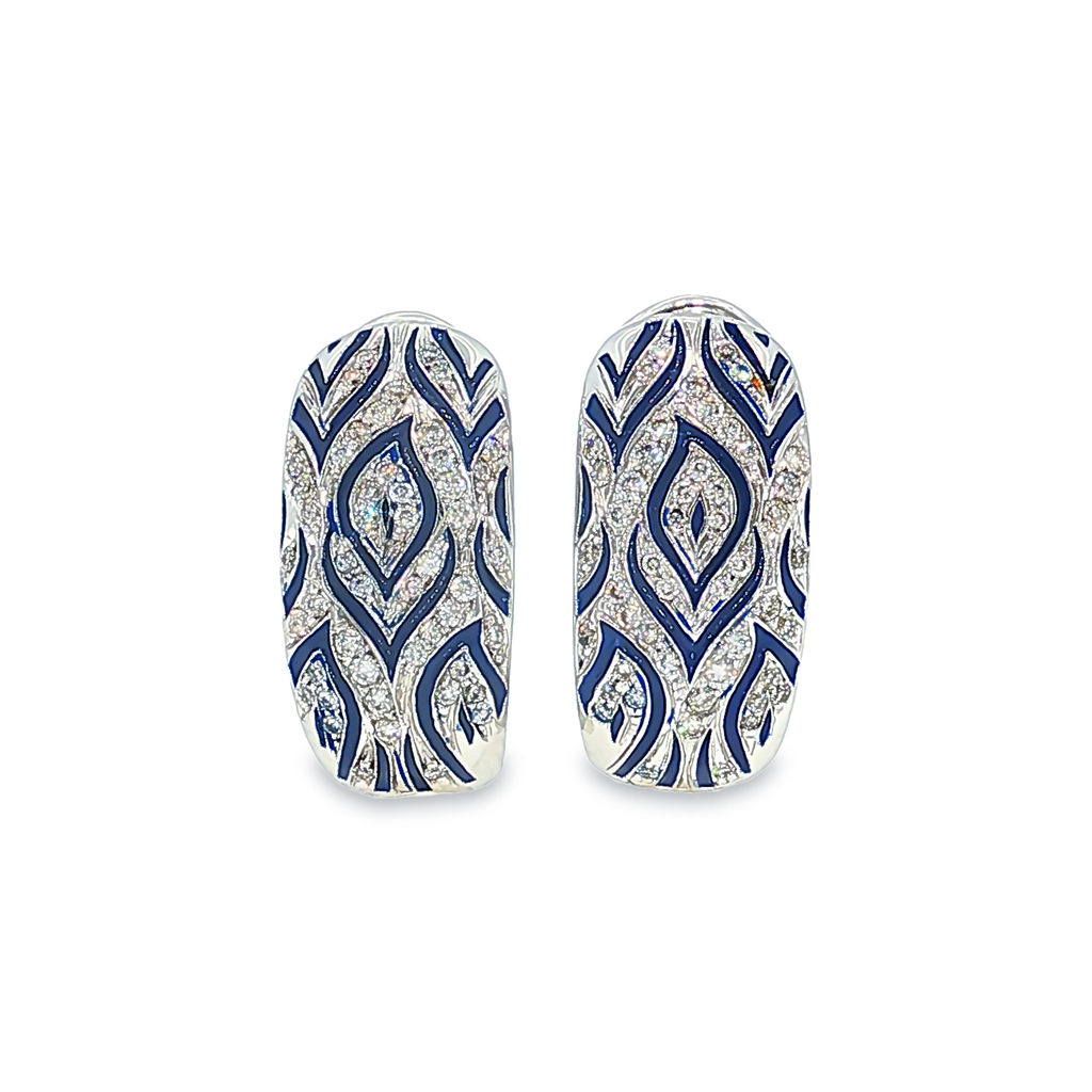 Clip-On Earrings in 14kt White Gold with Diamonds and Enamel