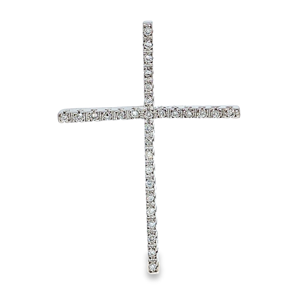 Cross Pendant with Diamonds in White Gold