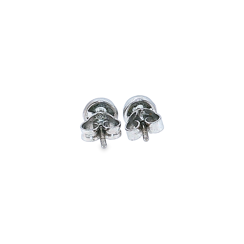 Classic Diamond Stud Earrings with Bezel Setting in White Gold