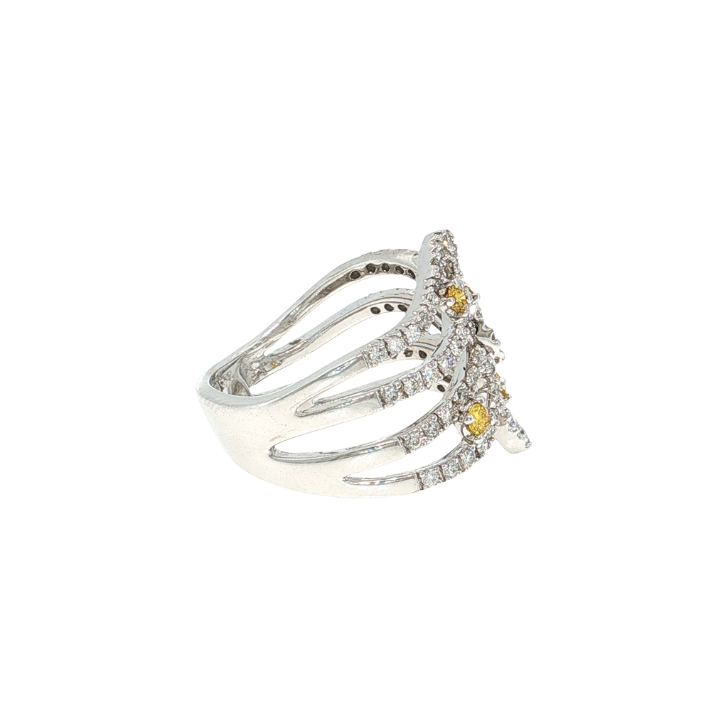 Cocktail Ring in White Gold with Fancy Yellow Diamonds