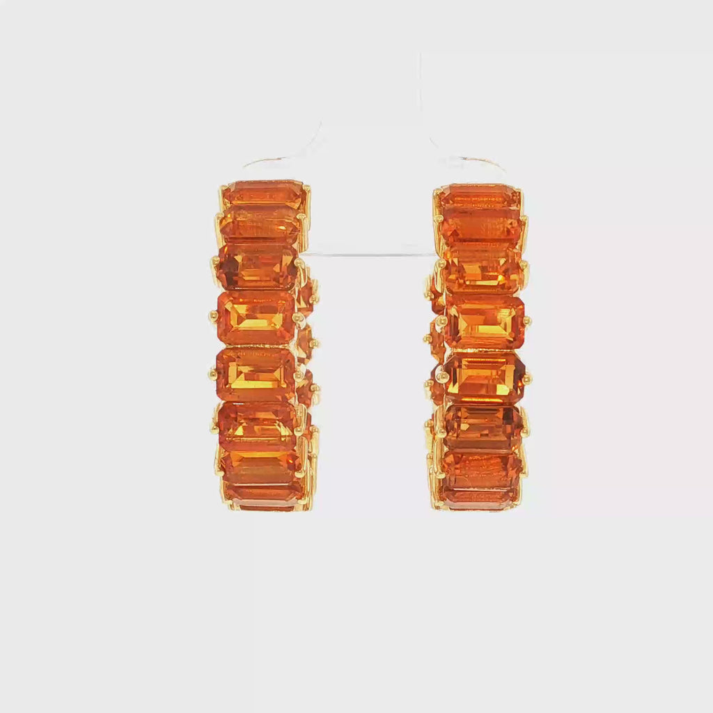 Creolen aus Gelbgold mit Citrinen im Smaragdschliff