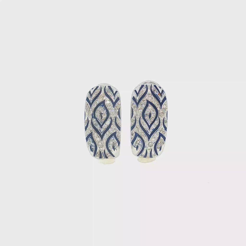Clip-On Earrings in 14kt White Gold with Diamonds and Enamel