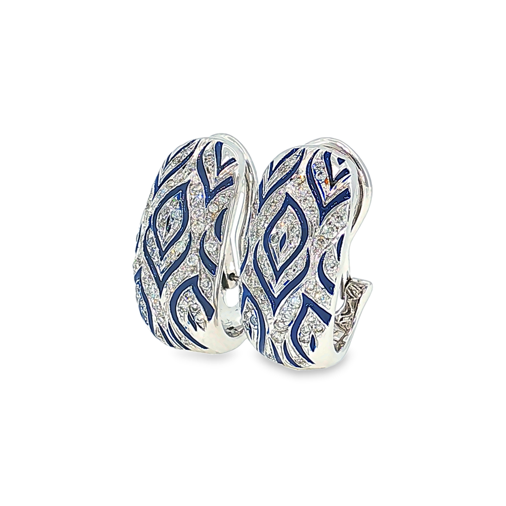 Clip-On Earrings in 14kt White Gold with Diamonds and Enamel