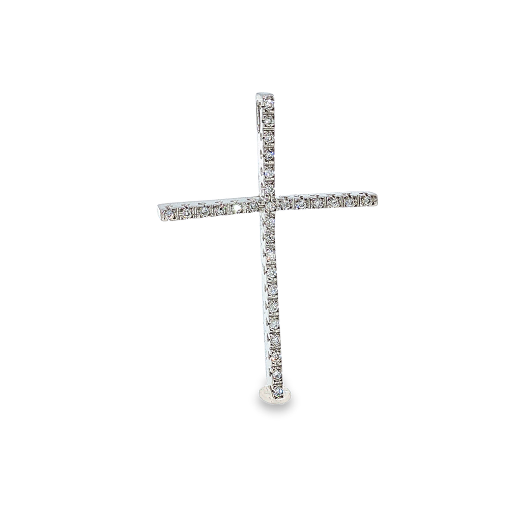 Cross Pendant with Diamonds in White Gold
