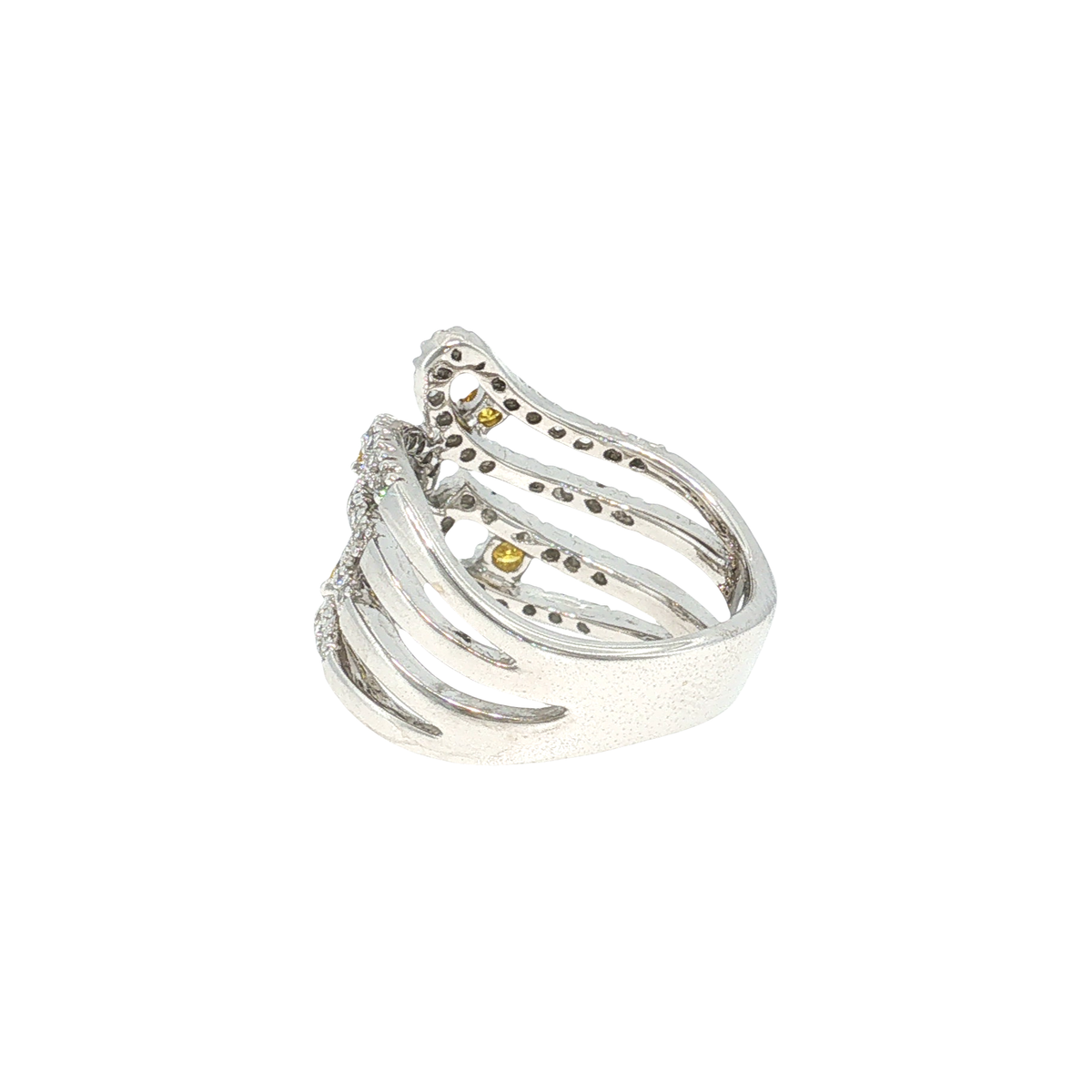 Cocktail Ring in White Gold with Fancy Yellow Diamonds